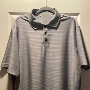 Adidas Golf Gray Polo Men’s Large. Horizontal Stripe Design.